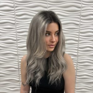 Mini Wig 20” mono base 8*8 colour #grey rooted