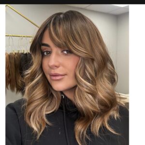 Light brown highlighted synthetic wig