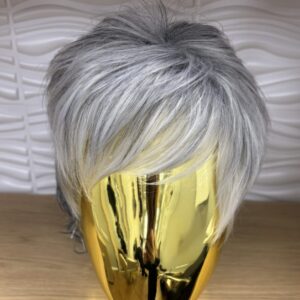 Mixed tone grey short synthetic wig