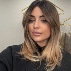 Rooted caramel synthetic wig